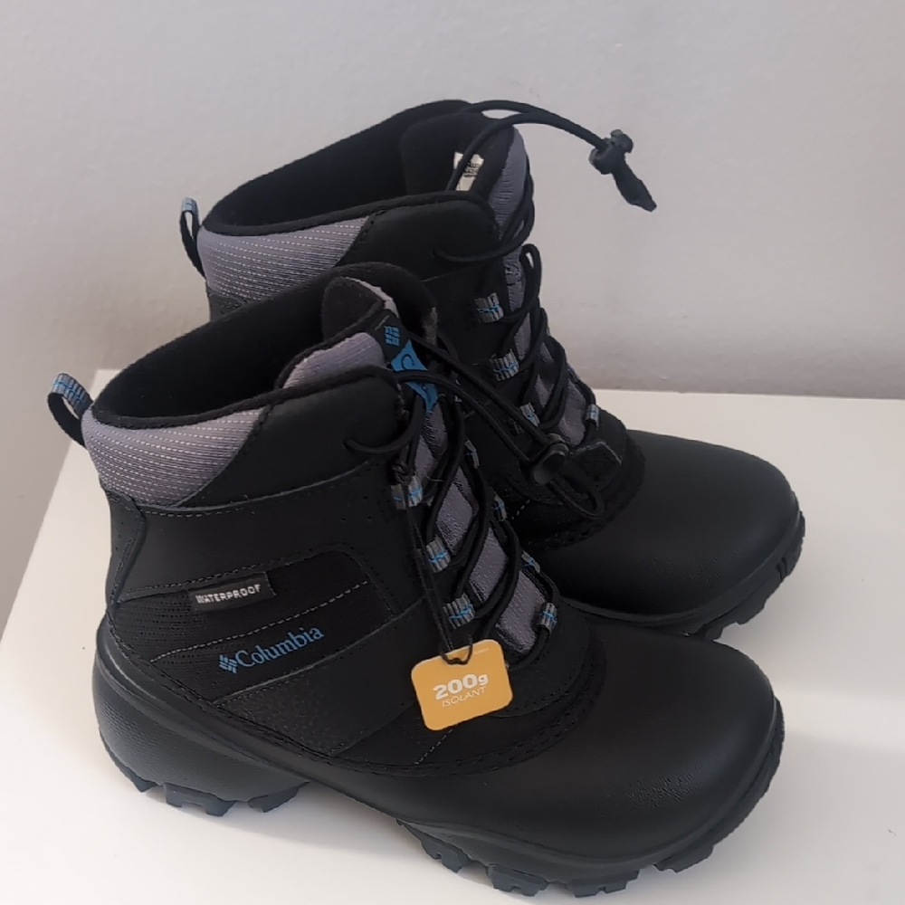 Columbia Kids Black and Gray Waterproof Boots